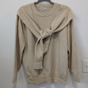 White Birch Women's Beige Tan Crew Neck Sweater Size M